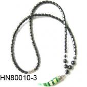 Lampwork Glass Beads Pendant Horn Shape with Hematite Beads Strands Necklace
